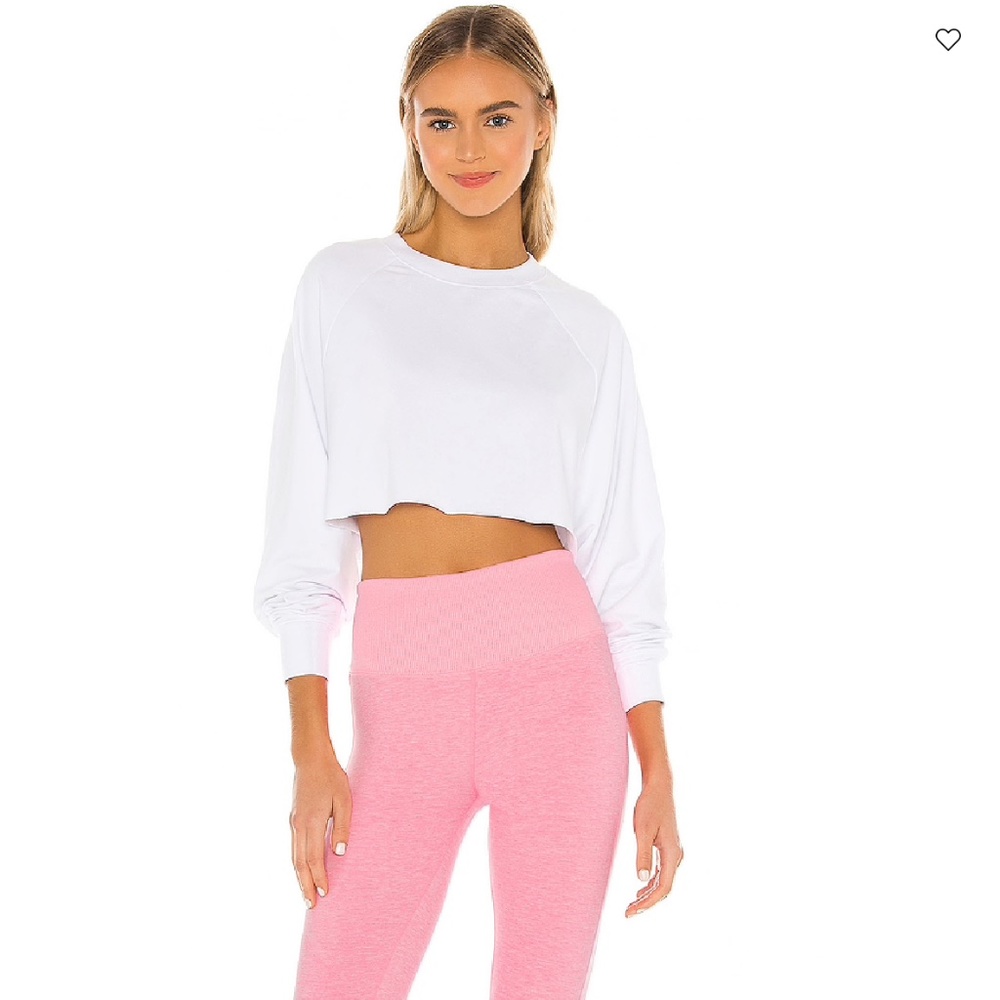 ALO Double Take Pullover - White Cropper Sweatshirt